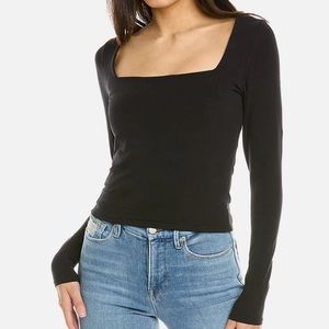 Good American square neck long sleeve black top